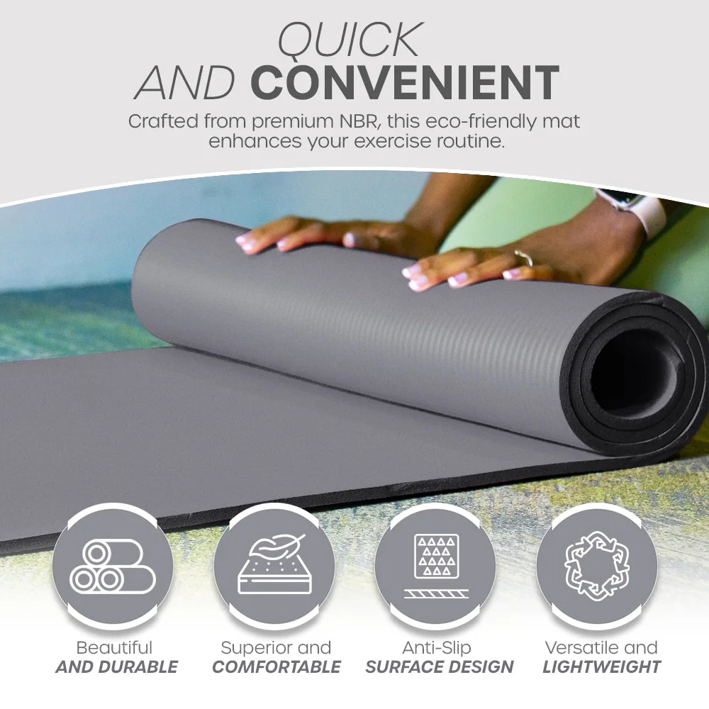 Yoga Mat with Carry Strap | Lightweight Yoga Mat for Pilates, Yoga | Free Ebook for Mat Workouts